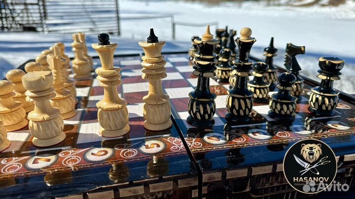Шахматы нарды шашки 3в1 ручной работы