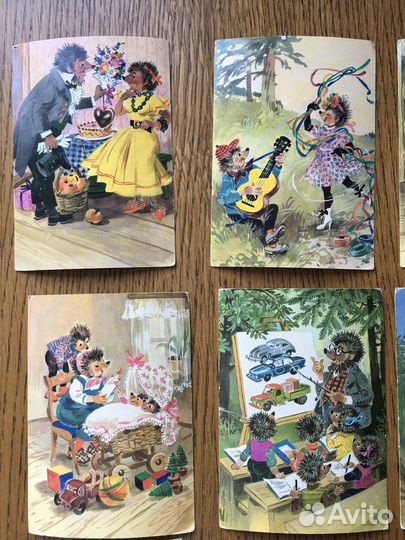 Открытки, скмейка Ёжики. 9 открыток. Берлин