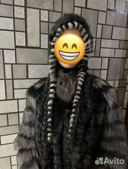 Шапка, капор, капюшон из вязанной норки