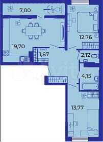 2-к. квартира, 71 м², 14/15 эт.