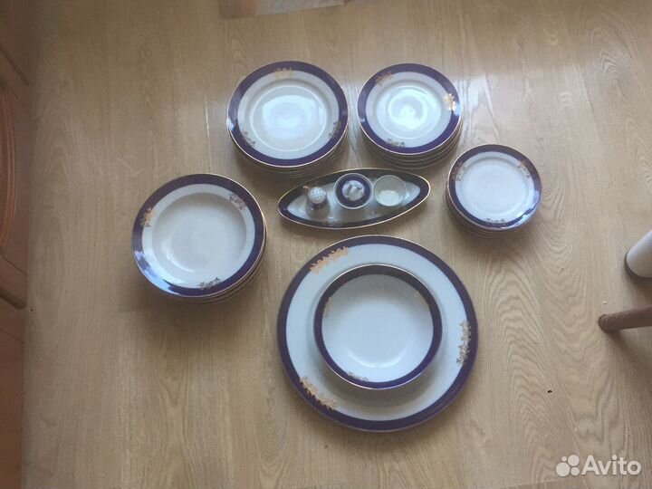 Сервиз столовый кобальт дулево, винтаж СССР