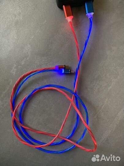 Зарядка usb Type C, магнитная светящаяся