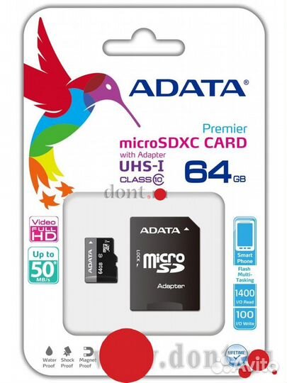 Карта расширения памяти adata 64GB microsdxc adata