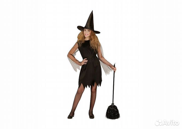 Костюм Платье Ведьма (платье,пояс,шляпа) 00247 чер
