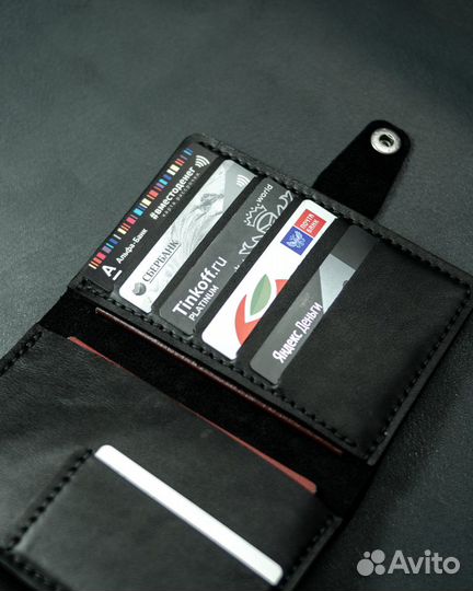 Обложка для документов с отделом для купюр из кожи