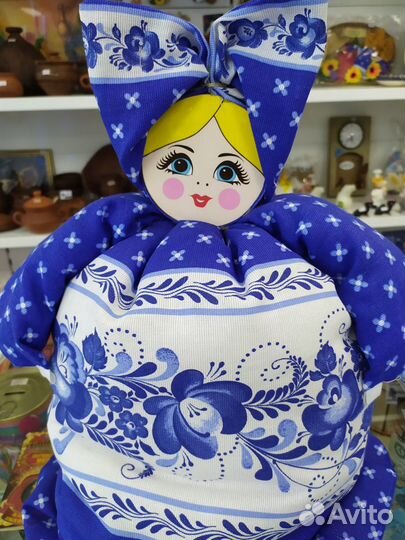 Текстиль для кухни в стиле гжель, хохлома