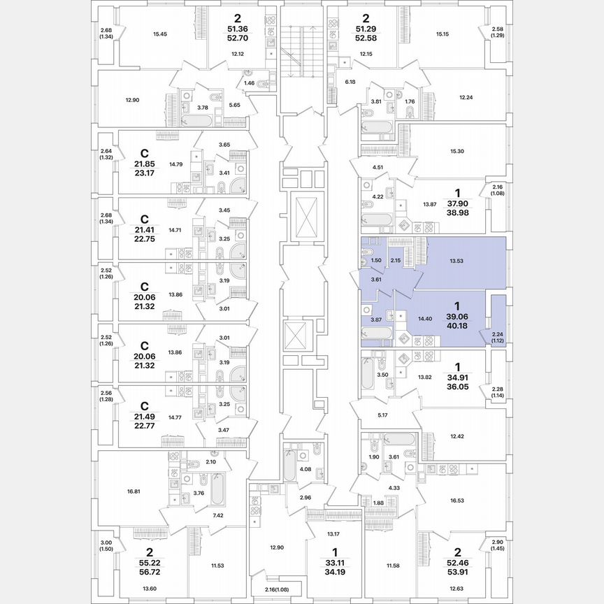1-к. квартира, 40,2 м², 8/12 эт.