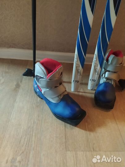 Лыжи беговые детские 170,ботинки 35размер