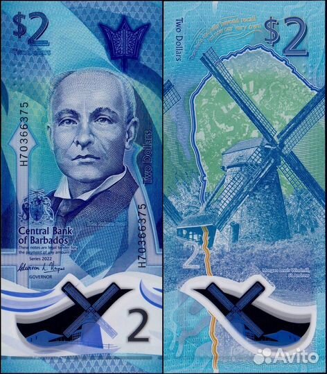 Барбадос 2 доллара 2022 год полимер unc