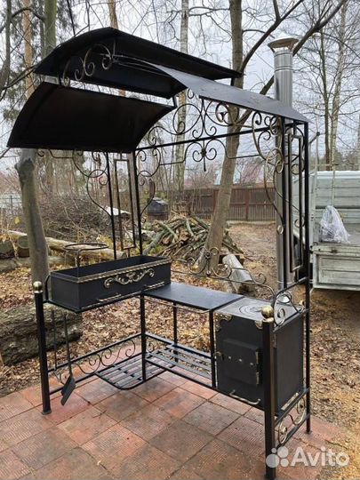 Мангал с печкой и крышей