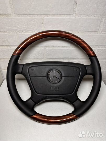 Руль класический w124 w140 дерево зебрана