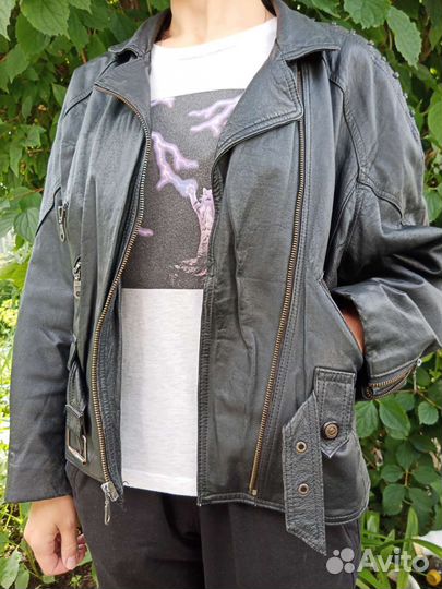 Кожаная куртка косуха женская винтаж