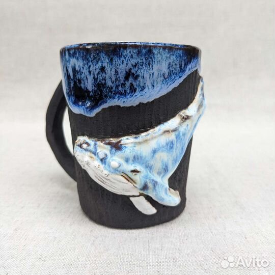 Кружка ручной работы керамическая с китом