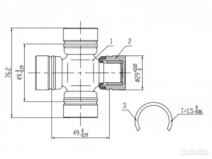 Крестовина кардана RR TY UZJ100/HDJ100, GX90, USZ1