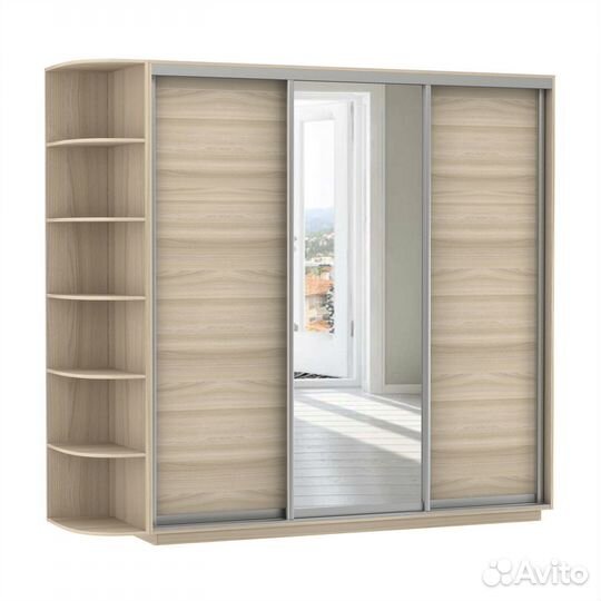 Шкаф купе 2100/2400/600, с зеркалом, шимо светлый