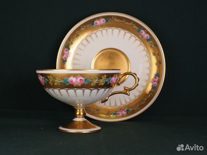 Коллекционная чайная пара. Роспись. Франция