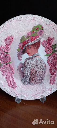 Тарелка декоративная Декупаж ручная работа