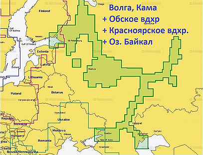 Карта глубин Волга, Кама, Россия Navionics 52XG