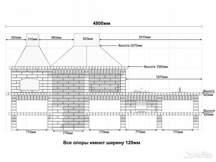 Печи барбекю из кирпича / Барбекю комплексы