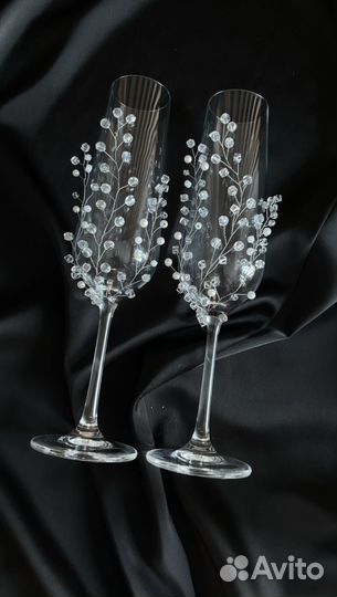 Свадебные бокалы ручной работы