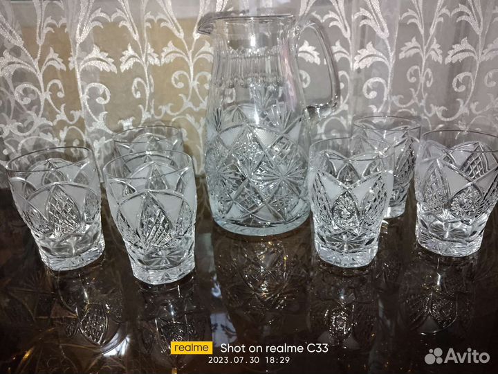 Хрустальные фужеры бокалы стаканы кувшин наборы