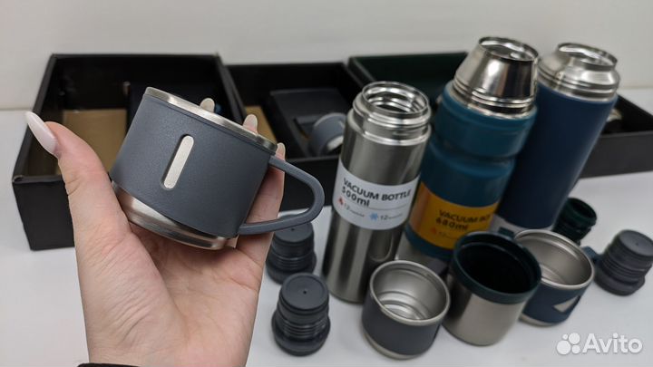 Набор термос + кружки 12 ч тепла 500мл 680мл 700мл