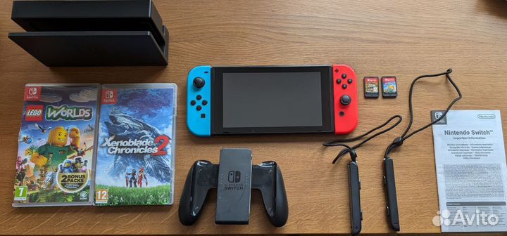 Nintendo switch rev.1 + 2 катриджа