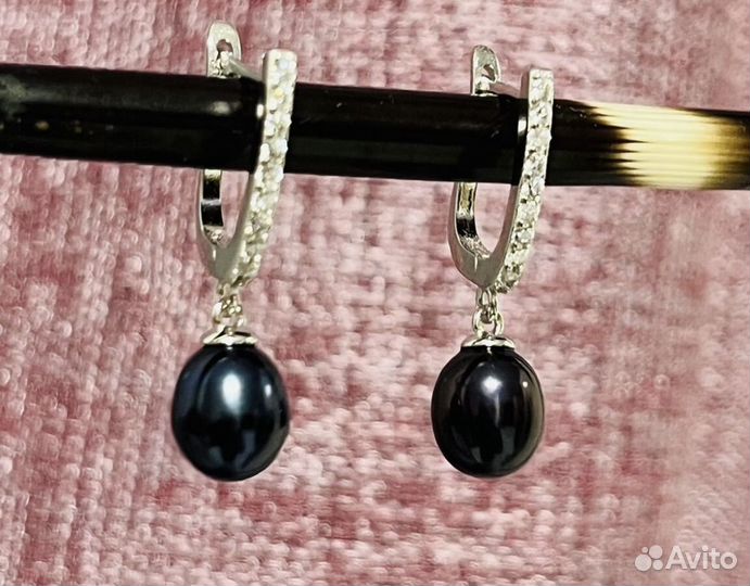 Серьги жемчуг натуральный классика