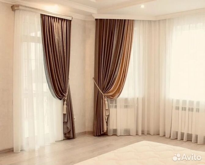 Штора из вуали молочного цвета 700x300