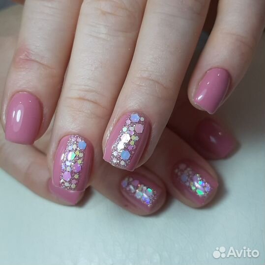 Маникюр с покрытием гель лак наращивание