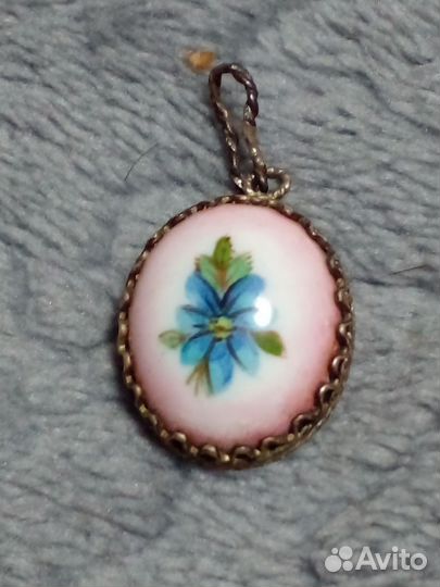 Кулон подвеска СССР. Финифть Мельхиор