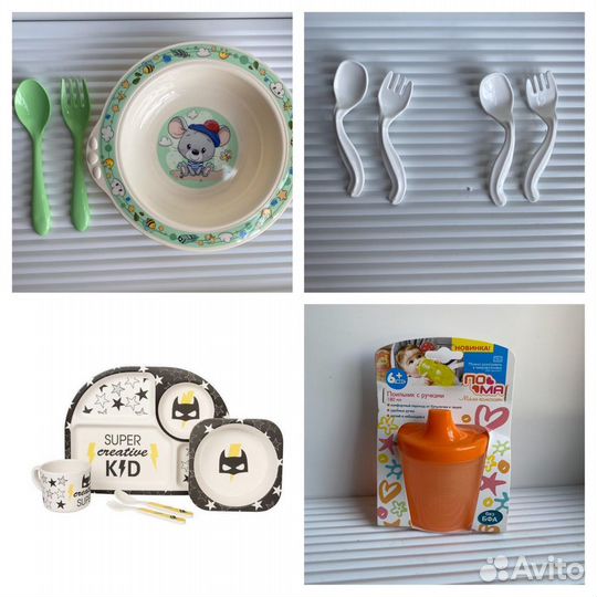 Набор посуды, вилка ложка, поильник