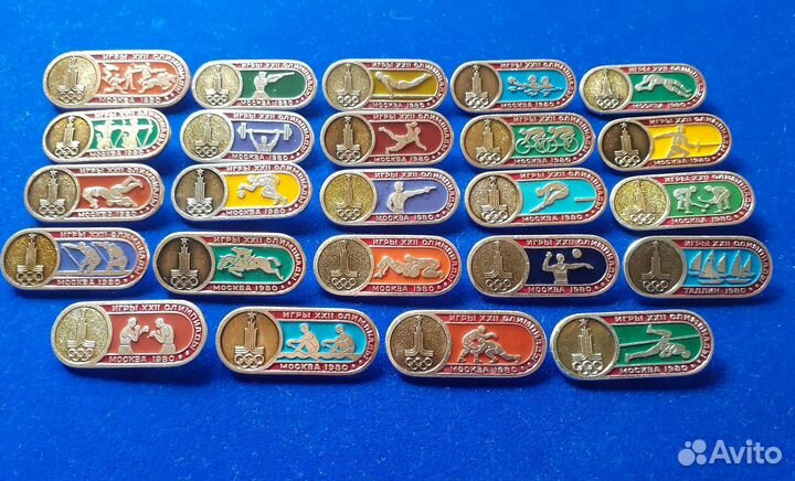 Полный набор значков Олимпиада 80. Виды спорта