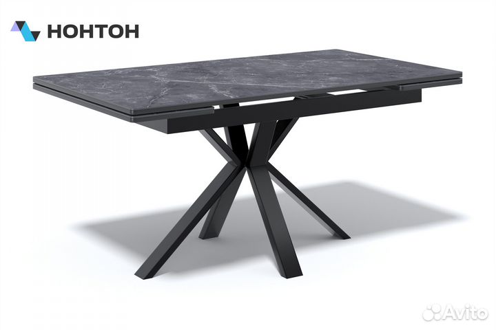 Стол раздвижной Kenner ME1600 металл черный / мрам