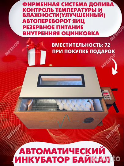 Инкубатор автоматический для яиц блиц Байкал 72
