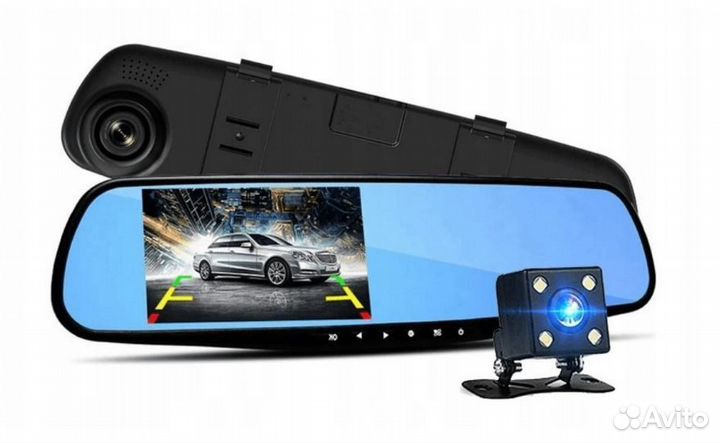 Зеркало-видеорегистратор full HD + задняя камера