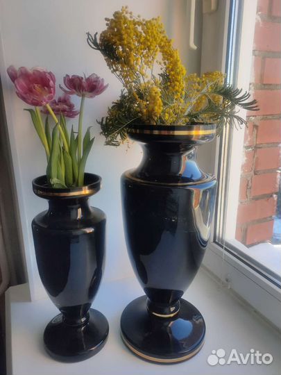 2 вазы из богемского стекла