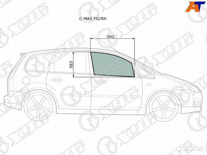 Стекло двери передней правой Ford C MAX