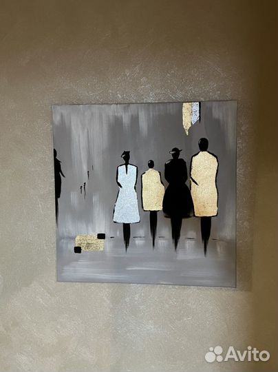 Картина новая, холст, акрил, золочение 50/50