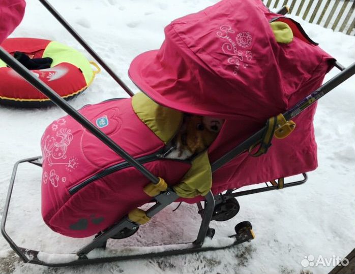 Детские санки коляска с колесами