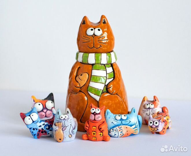 Сувениры фигурки котов и животных полимерная глина