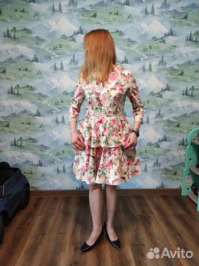 Платье в цветочек хлопок XL (46-48)