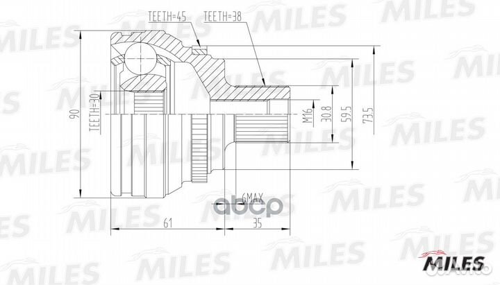 ШРУС audi 100/80/A6/V8 2.5D-4.2 88-97 нар. ABS