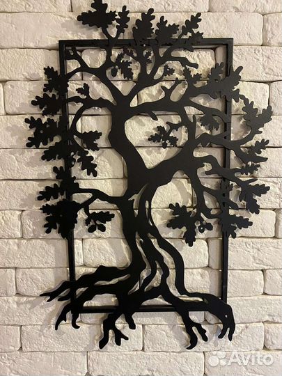 Панно дерево из металла