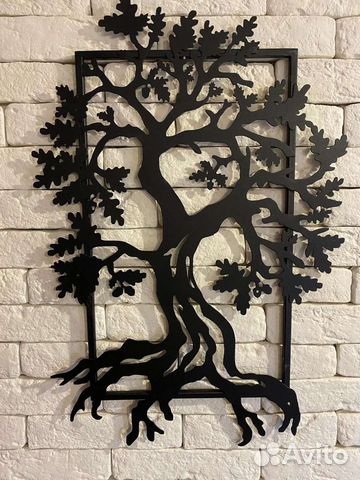 Панно дерево из металла