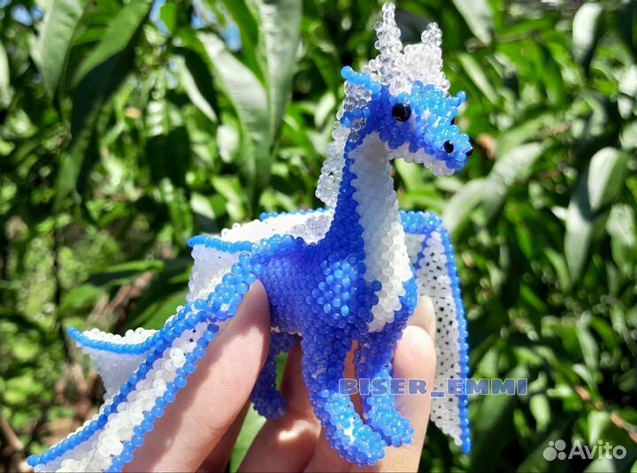 Дракон из бисера амигуруми