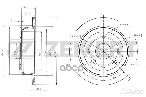 Диск торм. зад. Chevrolet Lacetti (J200) 05- D