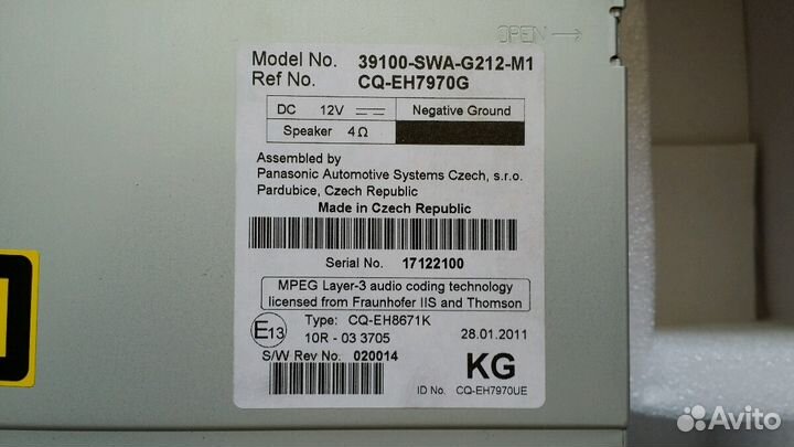 Хонда штатный аудиоблок от CR-V 3