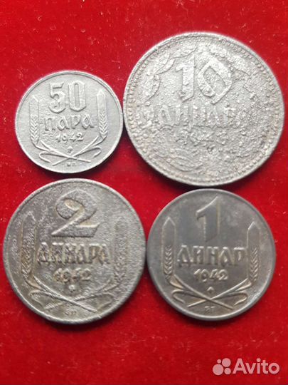 Набор Сербия 50 пара/1 динар/2/10 42/43 оккупация