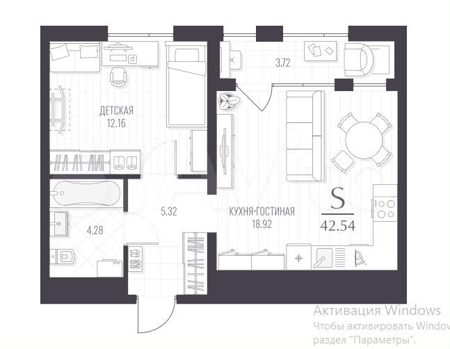 1-к. квартира, 42,5 м², 3/11 эт.